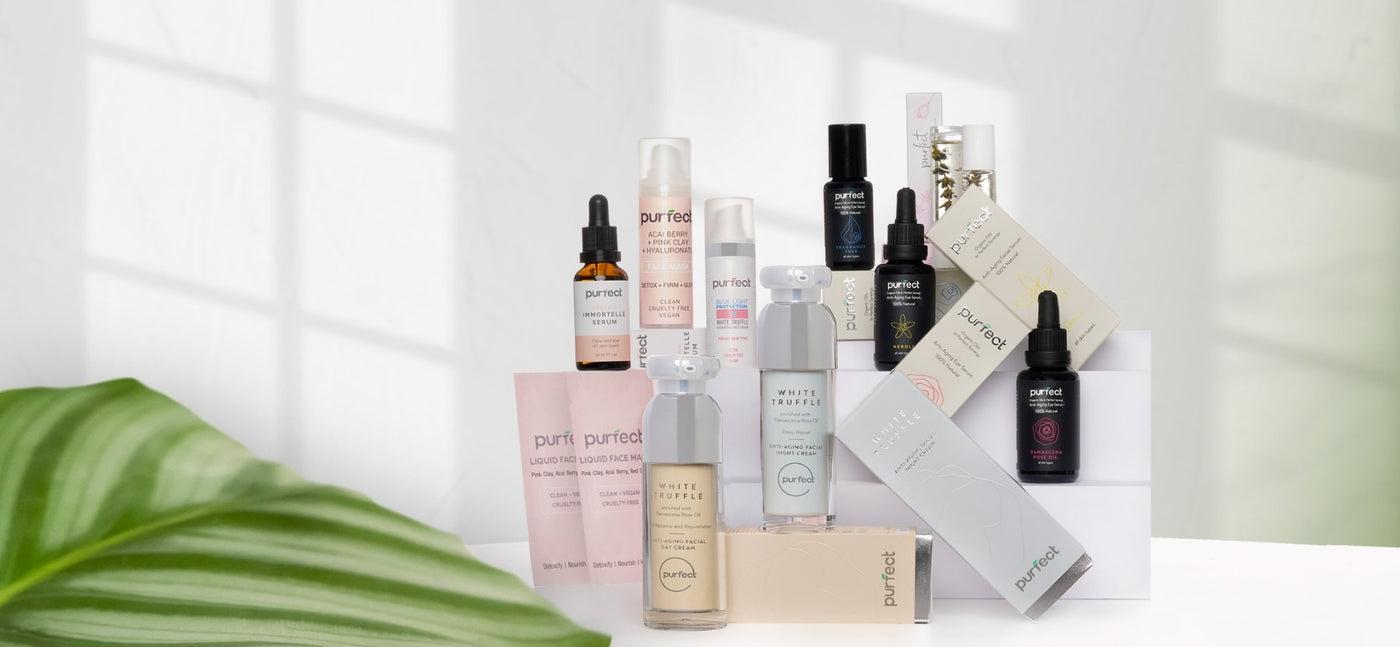 Purfect - All-natural skincare products displayed on homepage